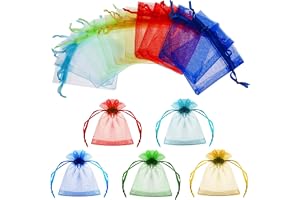 Abeillo 50 st små organza presentpåsar 7x7 cm, dragsko, smyckepåsar, bröllopsfester, presenter (flera färger)