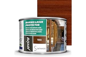 JOVIRA PINTURAS BARNIZ-LASUR Protector Satinado (7 colores) Protege, decora y embellece todo tipo de madera (375 Mililitros, Teka) D-03E