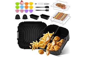 Ninipie 29 Stück Zubehör Heißluftfritteuse für Cosori Turbo Blaze 6L/Cosori 6,2L, Ninja Heißluftfritteuse Max Pro 6,2L AF180EU Air Fryer Silikonform Zubehör, Zubehör für Russell Hobbs Airfryer xxl 8L
