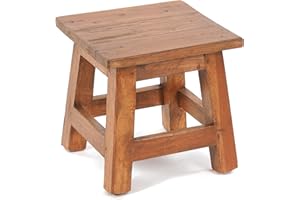 DESIGN DELIGHTS - Sgabello Palo, stile rustico e vintage, 27,5 x 26 x 26 cm, sgabello in legno, tavolino, per fiori, colore: 08, miele cerato