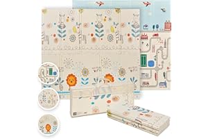 MS Fancy - Alfombra de Juegos para Bebé 180x200 cm - Doble Cara, Tapete Muy acolchado (1.5 cm Grosos), Plegable y con Bolsa de transporte