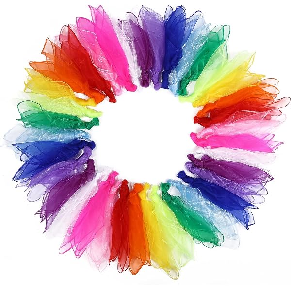 20 Foulards De Jonglage Colorés 60x60 Cm - Nylon Léger Pour Danse, Jeux D'enfants Et Activités Sensorielles