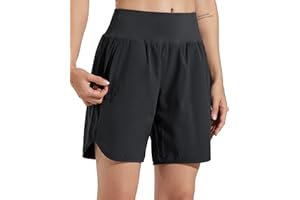 Libin Pantaloncini Sportivi Donna Running Shorts da 7'' con Fodera Esercizio di Allenamento Quick Dry Sport Jogging Shorts con Tasche Cerniera