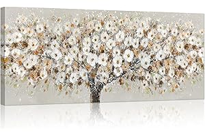 FajerminArt Grande Stampa su Tela con Cornice Albero Cerasus in Fiore Quadri Moderni Albero della Vita Immagine Pittura su Tela Soggiorno Camera da Letto Ristorante Decorazione Murale 120x50cm