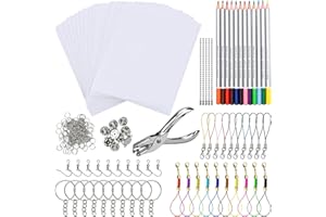 BLUESEABUY 188 Stück Schrumpffolien Set, Schrumpfende Plastikfolie Bastelset mit Schlüsselanhänger, Einschließlich 12 Buntstifte 155 Schlüsselbundzubehör Schlüsselring Locher für DIY Handwerk Dekorationen