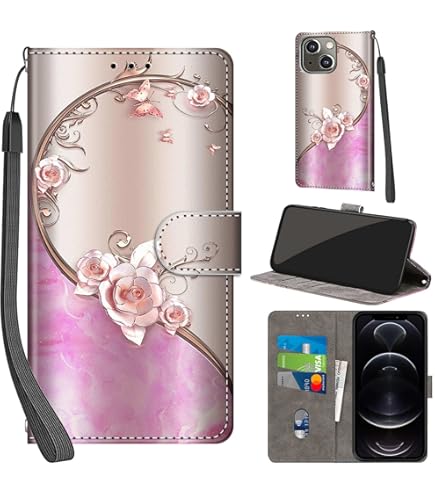 Leder-Handyhülle Mit Magnetverschluss Für IPhone 13/14 – 3 Kartenfächer & Standfunktion