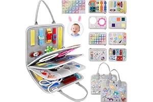 JHkim Busy Board Montessori Baby Toys for 1 2 3 4 Year Old Boy Girl Gifts, Autism Sensory Travel Toys for Toddlers, Educational Activity Sensory Board Preschool Learning Fine Motor Skills Toys, Gray