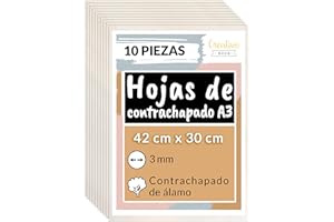 Creative Deco 10 x A3 Tablero Madera Contrachapado de Álamo | 420 x 300 x 3 mm (+/- 2mm) | Manualidades Chapa Maciza para Bricolaje | Ideal para Pirograbado, Corte por Laser, CNC Router, Modelado