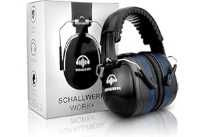 Schallwerk ® Work+ Ear Defenders - Orejeras de protección auditiva de tamaño ajustable, Unisex adulto, auriculares de protección contra el ruido - Orejeras para el trabajo y la vida cotidiana