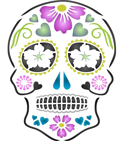 16 Pochoirs Crâne Mexicain Pour Halloween - Réutilisables, 15x15cm, Pour Bricolage, Peinture, Scrapbooking Enfants - 11