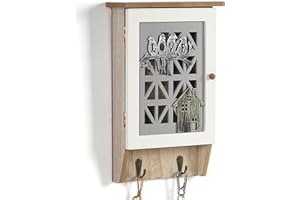 Optyuwah Drewniany uchwyt na klucze do ściennej szafki na klucze, dekoracyjne haczyki na klucze montowane na ścianie wieszaki na klucze, stojak do przechowywania kluczy z 8 haczykami, do dekoracji