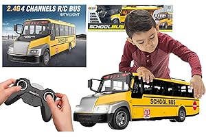 Lean Toys Ferngesteuerter Schulbus für Kinder Großer LKW 30 cm Bus mit Fernbedienung und Lichtern