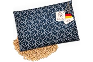‎NAVANGO navango® Kirschkernkissen | Körnerkissen für Mikrowelle & Backofen geeignet | Marineblau mit Netzmuster | Mit Kirschkernfüllung handgefertigt in Deutschland | ca. 30 x 20 cm | OEKO-Tex Baumwolle