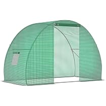 Serra A Tunnel Da Giardino Outsunny: 1.5x3x2 M, Struttura In Acciaio, Copertura In PE, Porta E 2 Finestre Avvolgibili, Ideale Per Orto E Piante