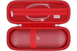 BOVKE Tragetasche für Beats Pill – Tragbarer Bluetooth-Lautsprecher, Neue Beats Pill Wireless-Lautsprecher-Reisetasche mit Zusätzlicher Netztasche für Ladekabel, Zubehör, Rot