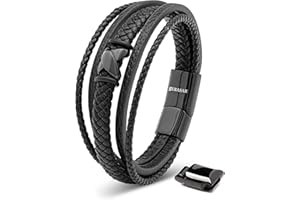 SERASAR Pulseras de cuero premium para hombre | Cierre seguro de acero inoxidable | Tres colores | Joyero Incluido