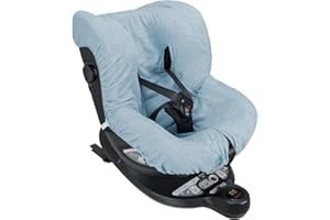 Baby Idea Housse pour siège d'enfant auto universelle 0/18 kg en double éponge de coton, 100% coton, lavable avec passage, sangles - Fabriquée en Italie (Bleu)