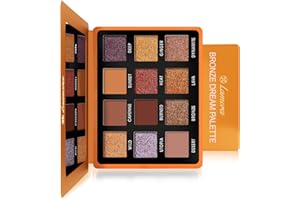 LAMORA Fard À Paupière Palette Maquillage Yeux - Nude Bronze Or Cuivre 12 Couleurs Shimmer Mat Ultra Pigmenté - Palette D'ombres À Paupières De Voyage Avec Miroir