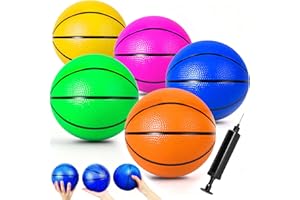 HYMAZ Mini Basketballs, 5 Pack 6 Inch Colorful Basket Ball Set with Pump - Small Basketball for Kids Toddlers Teenage Indoor Outdoor, Suitable for Kids Basketball Hoop, Pool Parties, Small Hoops Games
