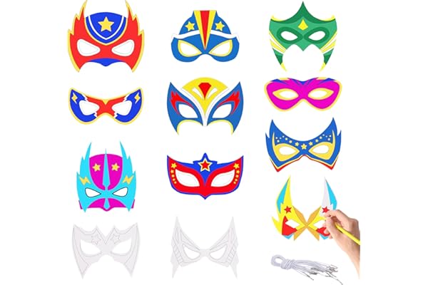 TOPWAYS Lot de 12 masques d'animaux colorés pour enfants à faire soi-même - Pour fête d'anniversaire, Halloween, déguisement d'animaux