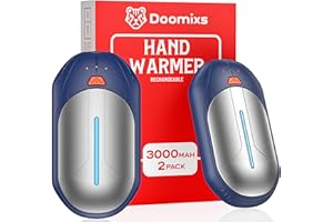 DOOMIXS Scaldamani Portatile Elettrico Scaldino Ricaricabile: Mani Scaldini Usb Riscaldatore Riutilizzabile 2pack 6000mAh Portatili Mini Magnetico Scaldamano per Scrivania Ufficio Sciare Neve Campeggio Regalo