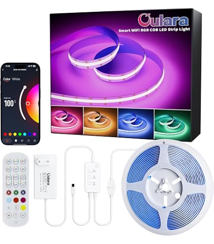 Alexa-fähiger COB LED Streifen RGB, 2m, 576 LEDs/m, WLAN & App-Steuerung