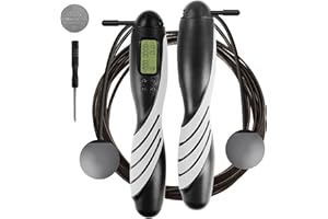‎IMOEBEL iMoebel Springseil digital Zähler Verstellbar - Speed Rope Seilspringen mit Stahl Seil Anti-Rutsch Schwerer ergonomisch Griffe, Kalorienzähler Timer für Fitness Boxen Abnehmen Crossfit