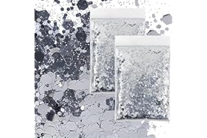 JAONLD Purpurina,100g Lentejuelas Purpurina Manualidades Cara Festival para Pintura de Uñas de Resina,Manualidades,Joyería,Decoración(plata)