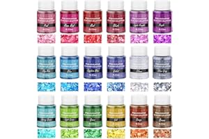 18 Packs of Holographic Chunky Glitter, Set of 18 Colors, Thrilez Resin Glitter Sequin Epoxy Glitter Mixed Powder for Resin Decoration, Crafts, Festival, Nail Art, Body, Face, and Epoxy Tumbler