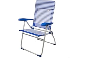 AKTIVE - Silla Pleg Alu C/Cojin 7 Pos, 65 x 64 x 101 cm x 1, Textile-Sicilia, Multicolor