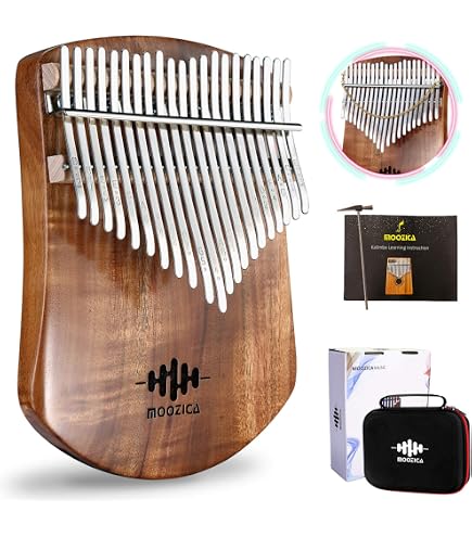 Kalimba 21 Touches LingTing LT-K21W – Piano à Pouce Bois De Noyer Noir, Accord Fa, Sacoche & Accessoires Inclus