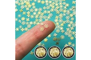 FloralGrace 300 mini copos de nieve de metal para manualidades, 5 mm, pequeños adornos navideños, pequeños copos de nieve, pequeños copos de nieve, piezas para manualidades (dorado)