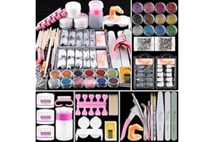 Coscelia Kit de Uñas Uñas Postizas Kit Completo Accesorio para Manicura Limas de Uñas Portátil Herramiento para DIY Uñas Arte, Kit Uñas Completo