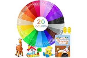 WEVOL Filamento PLA 1.75mm, Ricariche Penna 3D Colorate 5M Ciascuno 20 Colori con Penne 3D Modelli, Ricarica Penna 3D PLA per Bambini e Adulti, Filamento Accessorio Penna per Penna 3D e Stampante 3D