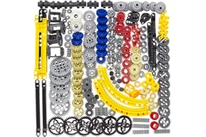 TEESE 233pcs Technic-Parts Compatible with Lego, Technic-Gears-Axles-Pins-Wheels Absorbers-Shocking Differential Tires Tracks for Technic-Project(Random Color)
