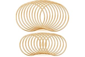 TRAUMARKEU 20 Anelli in Metallo per Artigianato,Anelli in Macramé per Acchiappasogni,Cerchi per Bomboniere.Cerchi per Acchiappasogni.Cerchi Dorati per Motivo Floreale,Macramè per Fai da te,Cerchio Floreale(oro)