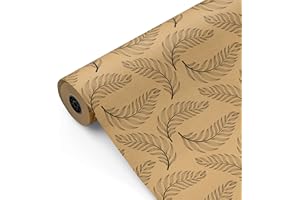 Bobina papel de regalo, rollo grande 62cm x 100m •KRAFT PLUMAS• Ideal para: Tiendas Negocios Comercios Envolver regalos Cumpleaños Baby Shower Bodas Decoración [FP Fiesta Paper]