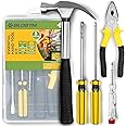 BLOSTM Basic Home Tool Kit - 5pcs Essential Hand Tools Set for Homeowners or Emergency Small Tool Kit When On The Go, Handy DIY Tool Kit - Set of 5 Tools & Tool Box