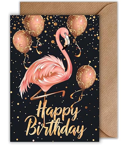 Carte Flamingo D'anniversaire - Joyeux Anniversaire - Carte D