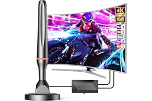 DGUPSP Antenna TV Digitale, Antenna tv Interna,Potente Antenna HDTV Interna Esterna con Amplificatore, Ricezione 360°antenna TV Supporta 4K/1080P UHF/VHF DVB-T/T2 - All TVs