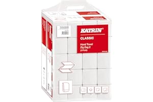 KATRIN® Papierhandtuch, CLASSIC Zig Zag 2, Tissue, 2lagig, V-Falzung, 20 x 200 Tücher, 23 x 24,4 cm, weiß (4.000 Stück), Sie erhalten 1 Karton á 4000 Stück