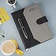 Erminio Palamino 2025 Edition Diary with Pen Holder & Loop Button Closer, Thermal Cover Executive Diaries - Black and Grey