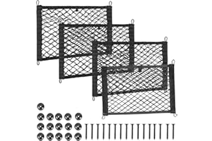 SYLBX 4 Pack Filet Rangement de Coffre viture,Filet de Rangement Camping,Filet Coffre Voiture,Mesh Storage Bag,filetrangement siège Voiture,25x40cm avec vis, pour Les camions Voiture SUV Bateaux