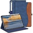 Fintie Case for Samsung Galaxy Tab S9 FE 5G 10.9 Inch/Galaxy Tab S9 11 Inch 2023, Multi-Angle Viewing Protective Cover with Pocket, Auto Sleep/Wake, Denim Blue/Brown