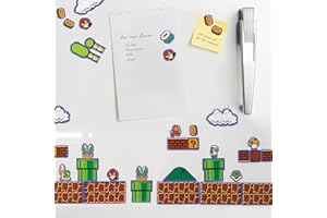 Super Mario Bros. Magnets Set, Create Your Own Levels with 80 Magnetic Characters and Icons, Featuring Mario, Luigi, Mushrooms, Coins, and More, Official Nintendo Product | Paladone