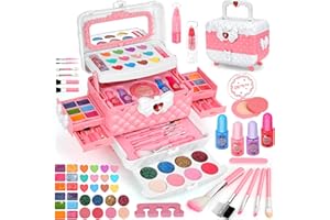 Aureyung Maquillage Enfant Fille, Lavable Malette Maquillage Enfant, Maquillage Fille, Jouet Fille 3 4 5 6 7 8 9 10 Ans Jeux Fille, Idée Cadeau Fille 3-12 Ans
