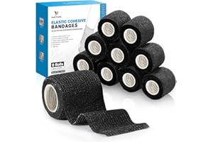 YANGTSUNG 9 Rollen selbstklebende elastische Bandage, 5 cm x 4,5 m, wiederverwendbare kohäsive Fixierbinde, atmungsaktiv, wasserdicht, Sportbandage für Handgelenk, Knöchel, Tierbandage für Pferde