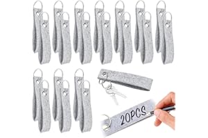 WASUQO 20 llaveros de fieltro, llavero con colgante de fieltro, llavero en blanco, llavero de fieltro en blanco, llavero de fieltro personalizado, para llaves de 13 x 3 cm