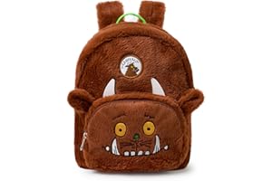 The Gruffalo Kids Mini Furry Backpack | Girls & Boys Brown Fluffy Rucksack with Adjustable Straps | Children’s Novelty Face Bag with 3D Ears and Horns | Story Book Series Merchandise Gift