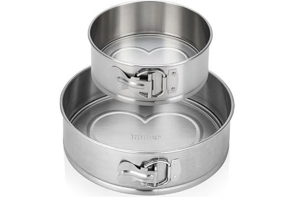 immer bakform Set med 2 springformar obelagd PFAS-fri tillverkad av 18/10 rostfritt stål, diskmaskinsäker (Ø 25 cm + 18 cm)